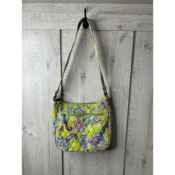 Ten Bears Handbags - Ten Bears Quilted Paisley Shoulder Bag In Lime Green Pink Blue Zipper Closure
